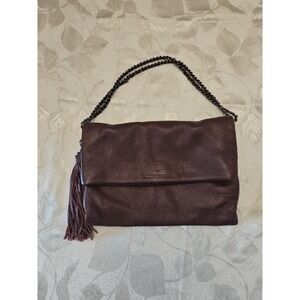 Aimee Kestenberg Purse Leather Fringe Tassel Flap Double Entry Chain Strap Boho